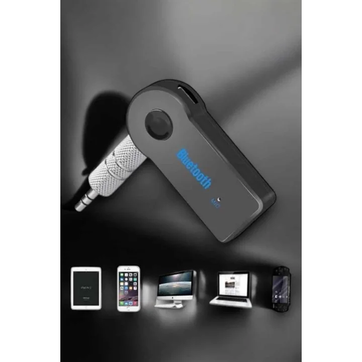 Mey İthalat® Kablosuz Bluetooth Aux Araç Kiti Siyah Hafıza Kartlı