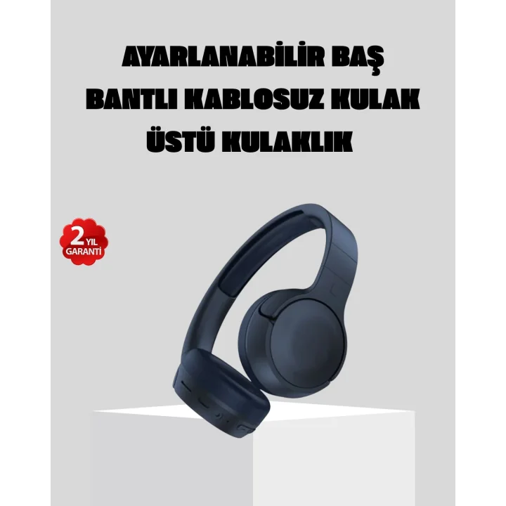 Mey İthalat® Kablosuz Bluetooth Kulaklık 5.0 18 Saat Kullanım Dinamik Sürücü Siyah