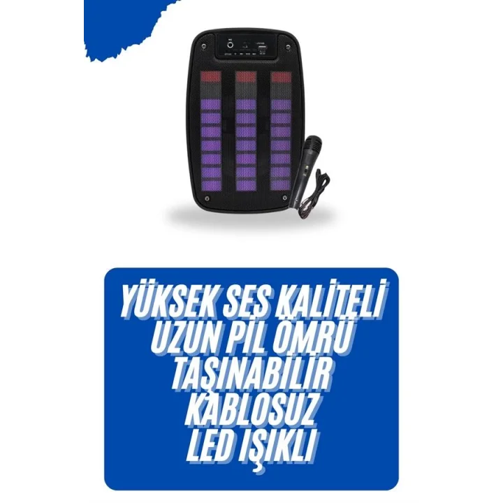 Mey İthalat® Kablosuz Hoparlör İOS ve Android Uyumlu Şarjlı SD Kart Girişli Bluetooth Hoparlör