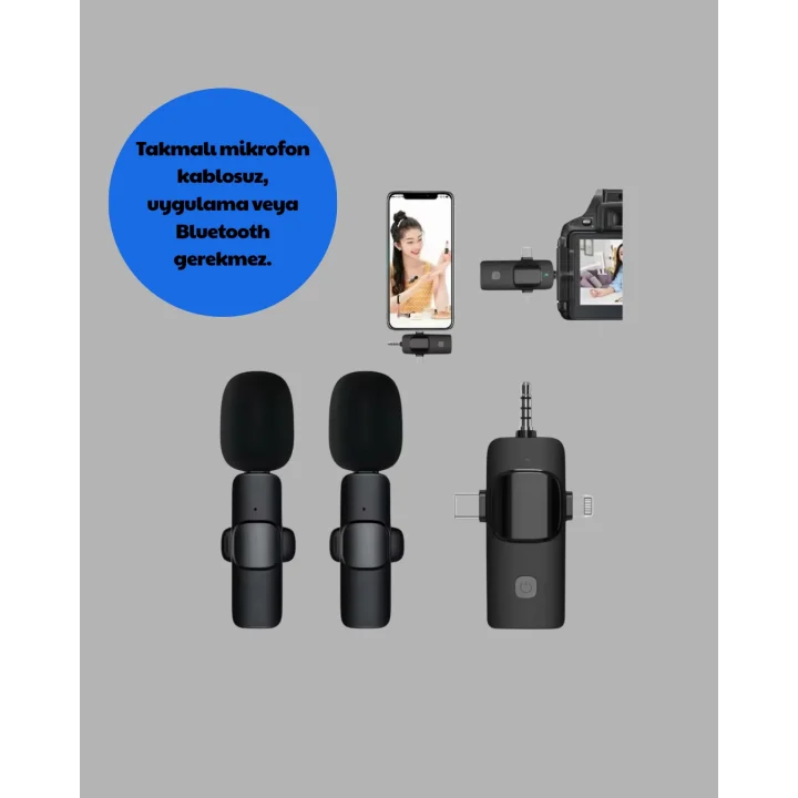 Mey İthalat® Kablosuz Mikrofon - Telefon ve Bilgisayar Uyumlu