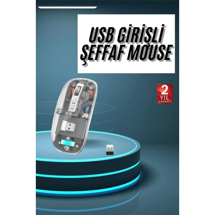 Mey İthalat® Kablosuz Mouse Fare Şarjlı Bluetooth Wireless Çift Modlu Sessiz