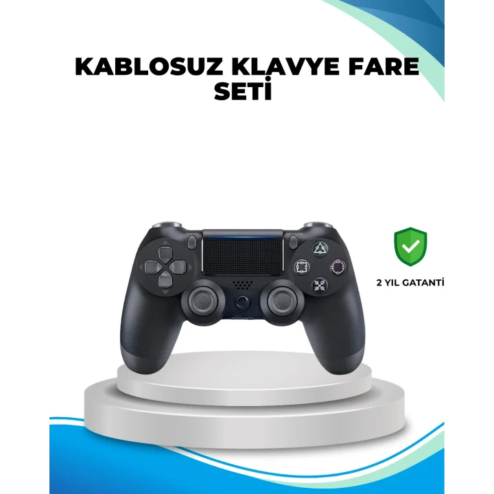 Mey İthalat® Kablosuz PS4 Oyun Kolu Çift Motor Titreşimli Uzun Bataryalı
