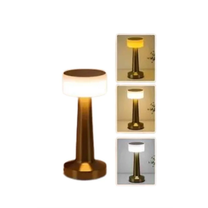 Mey İthalat® Kablosuz Renkli Masa ve Gece Lambası Altın Rengi Dokunmatik Led Lamba