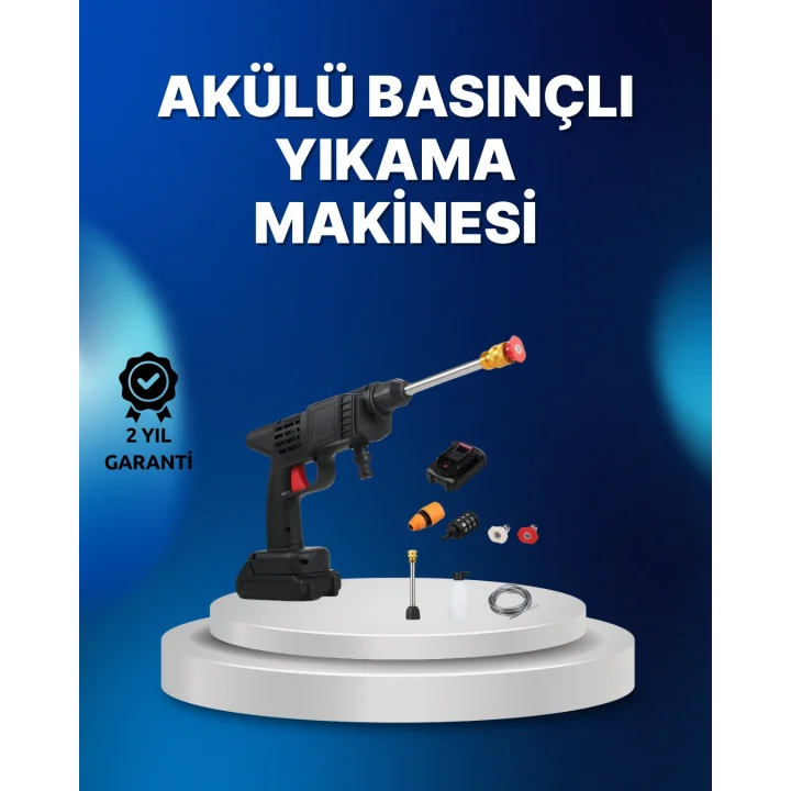 Mey İthalat® Kablosuz Taşınabilir Basınçlı Yıkama Tabancası Köpük Şişeli