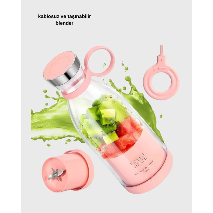 Mey İthalat® Kablosuz Taşınabilir Mini Blender – USB Şarjlı, 1200mAh
