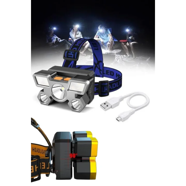 Mey İthalat® Kafa Lambası 800 Lümen 4 Mod Yüksek Işık Flaşörlü Şarjlı Led Lamba