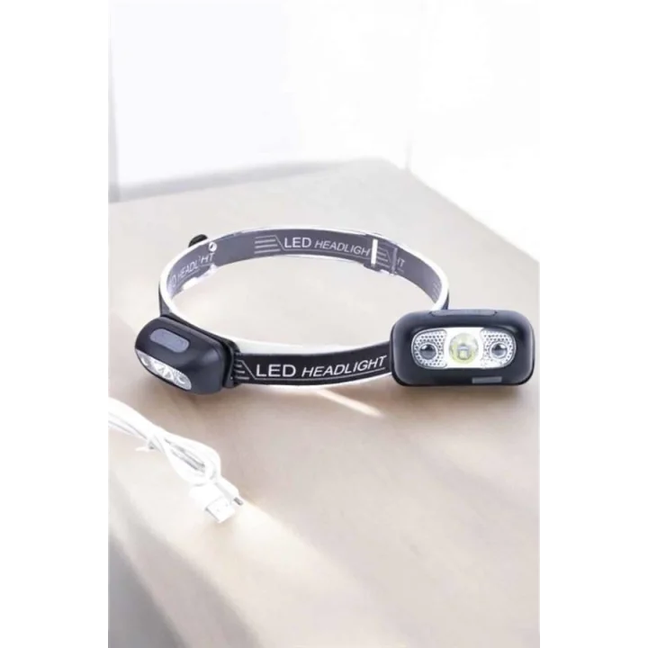 Mey İthalat® Kafa Lambası Kamp Lambası Sensörlü Şarjlı Ayarlanabilir