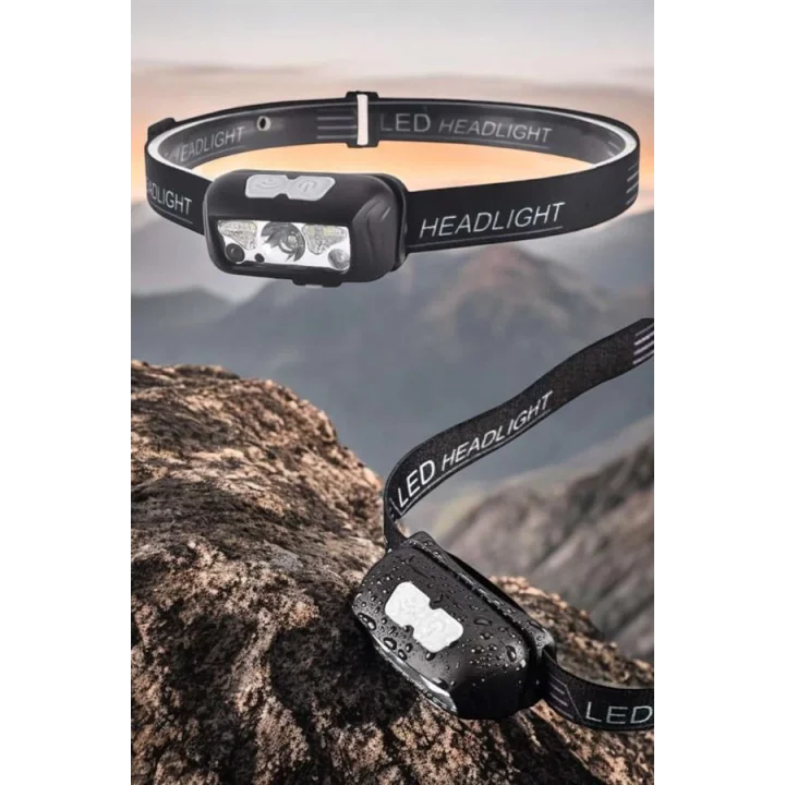 Mey İthalat® Kafa Lambası Kamp Lambası Sensörlü Şarjlı Ayarlanabilir