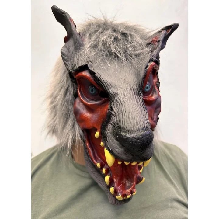 Mey İthalat® Kafaya Tam Geçmeli Lateks Dişli Ağzı Açık Kurt Maskesi