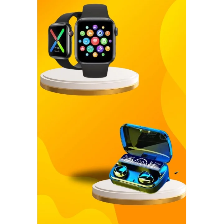 Mey İthalat® Kaliteli Akıllı Saat ve Kaliteli Bluetooth Kulaklık ANC Özelliği Uzun Pil Ömrü