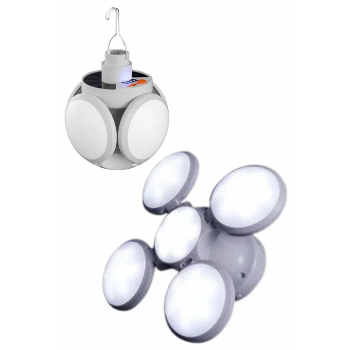 Mey İthalat® Kamp Lambası Güneş Enerjili Solar 5 Kanatlı Katlanır Lamba Karavan