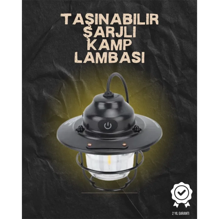 Mey İthalat® Kamp ve Bahçe İçin Retro LED Fener – Sıcak Işık, Uzun Ömürlü Batarya