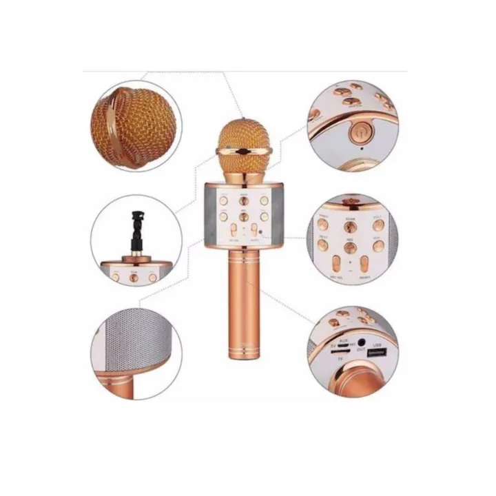 Mey İthalat® Karaoke Mikrofon Bluetooth Bağlantılı Aux Girişli Uzun Pil Ömrü Yüksek Ses Kaliteli