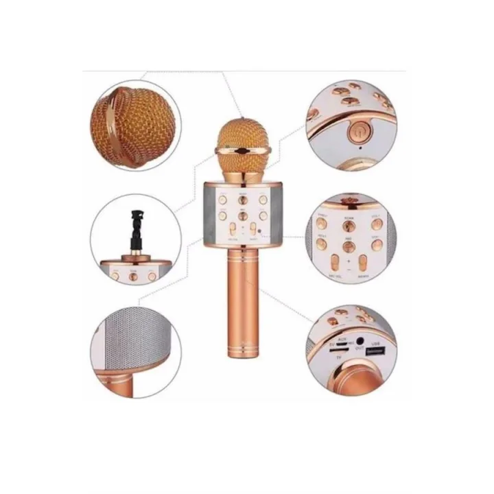 Mey İthalat® Karaoke Mikrofon Dahili Hoparlörlü Sd-usb-aux Girişli Bluetooth Hoparlör