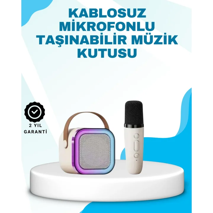 Mey İthalat® Karaoke Mikrofon Hoparlör Seti Bluetooth Kablosuz Taşınabilir