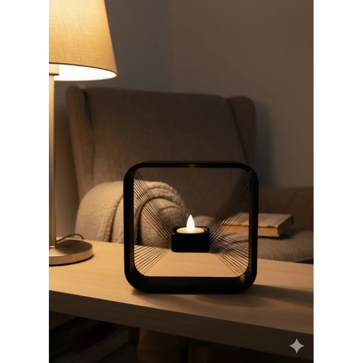 Mey İthalat® Kare Askılı Mumluk Duvara Asılan Şık Dekoratif Mumluk 16×16 cm