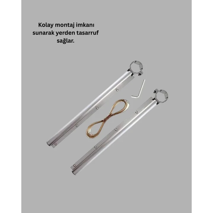 Mey İthalat® Kare Küpeşte Uyumlu Balkon Çamaşır Askısı 25x60 cm Beyaz Pratik