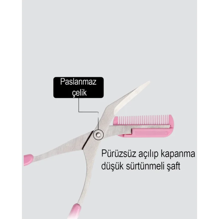 Mey İthalat® Kaş Düzeltme Makası Taraklı – Profesyonel ve Pratik Kaş Bakımı