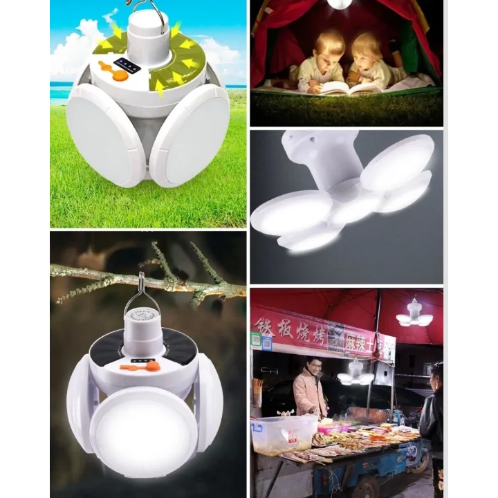 Mey İthalat® Katlanabilir 5 Kanatlı Solar LED Bahçe ve Kamp Lambası