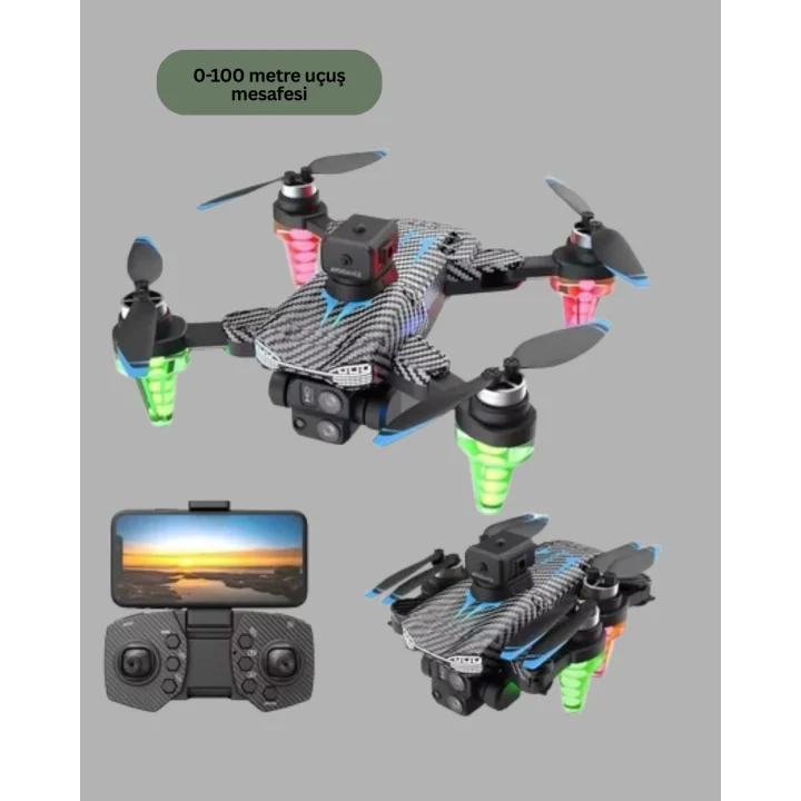 Mey İthalat® Katlanabilir Drone 1080P Kamera 0-100m Uçuş Mesafeli