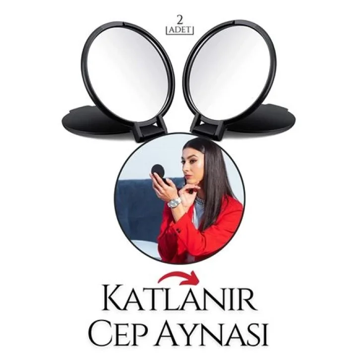 Mey İthalat® Katlanabilir İkili Cep Aynası Seti – Ultra Net Cam & Ergonomik Kompakt Tasarım