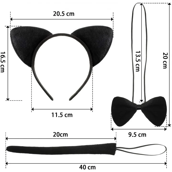 Mey İthalat® Kedi Kostüm Taç Kuyruk Papyon Seti 1 Adet