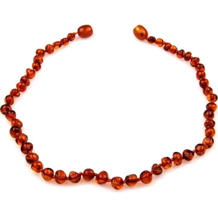 Mey İthalat®  Kehribar Bebek Kolyesi 587 Koyu Bej