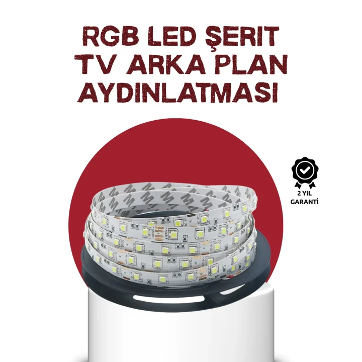Mey İthalat® Kendinden Yapışkanlı LED Şerit Televizyon Aydınlatması 2mt