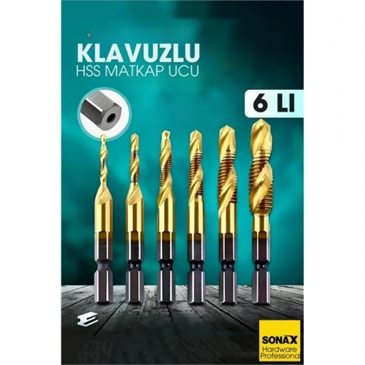 Mey İthalat® Kılavuzlu HSS Matkap Ucu 6lı SET M3-M10 Titanyum Kaplamalı 722456