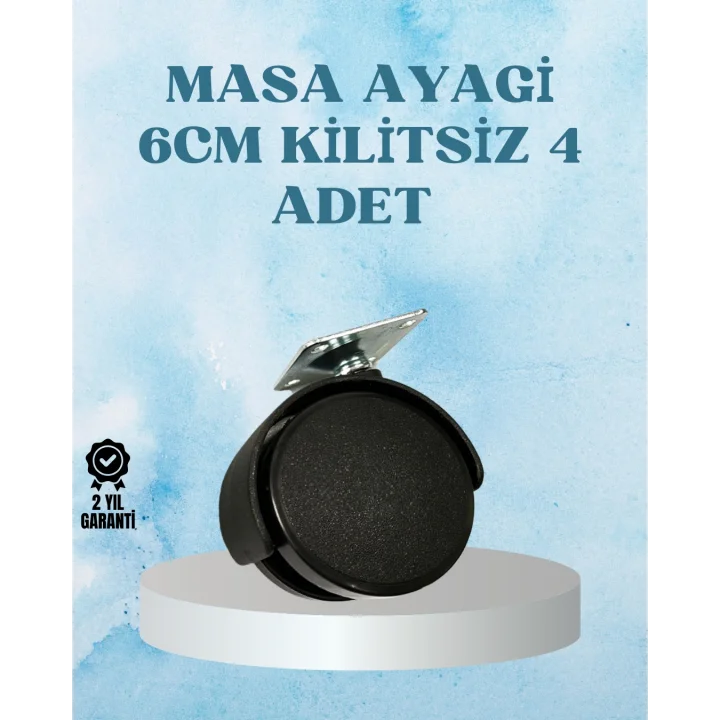 Mey İthalat® Kilitsiz Mobilya Tekerleği 6 cm 4 Adet Dayanıklı Tasarım