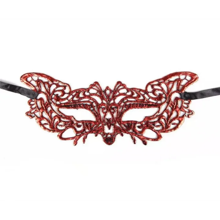 Mey İthalat® Kırmızı Dantel Masquerade Maskesi 9 No