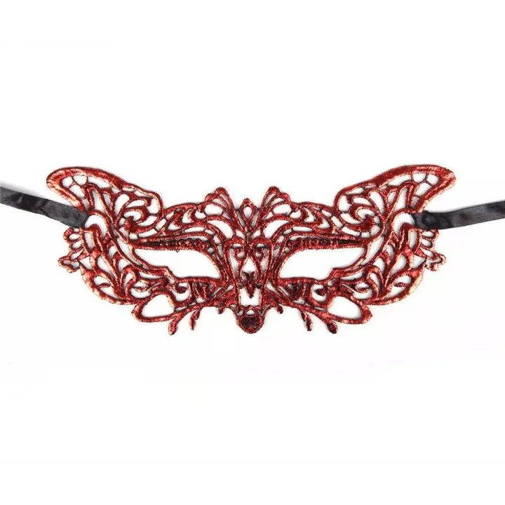 Mey İthalat® Kırmızı Dantel Masquerade Maskesi 9 No