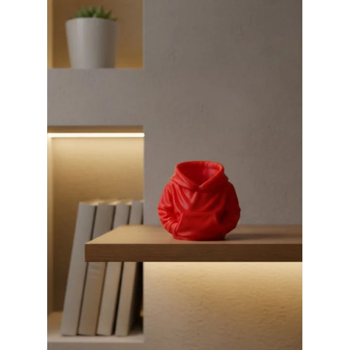 Mey İthalat® Kırmızı Hoodie Kalemlik 10x10 cm Masa Üstü Düzenleyici