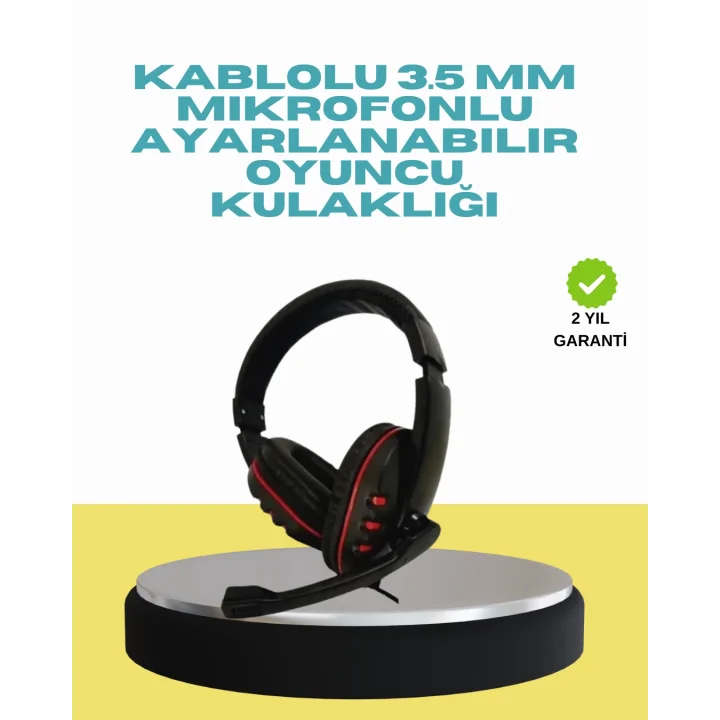 Mey İthalat® Kırmızı Işıklı  Kulaklığı Kablolu Mikrofonlu Profesyonel