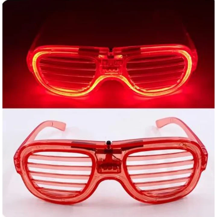 Mey İthalat® Kırmızı Led Işıklı Parti Gözlüğü - Neon Glow Şerit Gözlük 3 Modlu