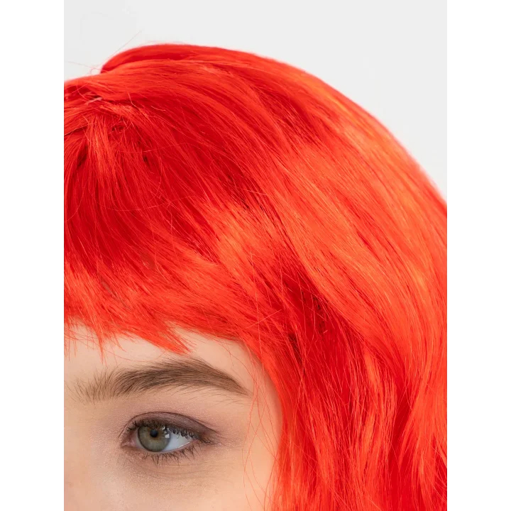 Mey İthalat® Kırmızı Renk Uzun Dalgalı Parti Peruğu