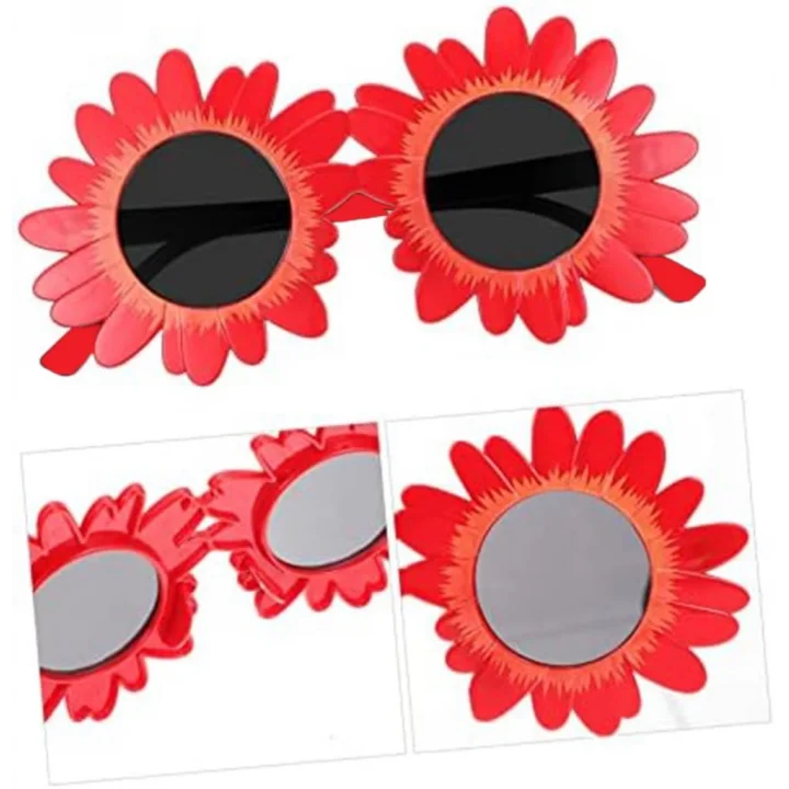 Mey İthalat® Kırmızı Renk Papatya Şekilli Parti Gözlüğü 18x10cm