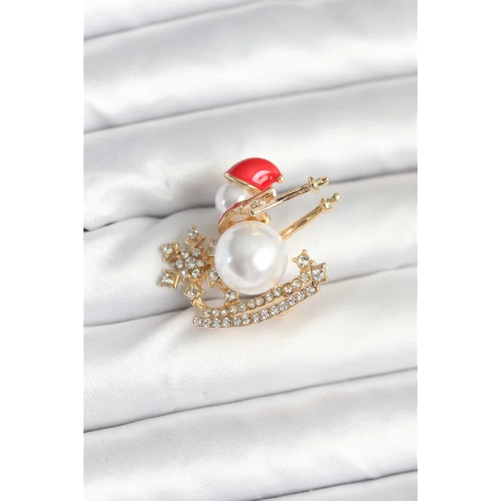 Mey İthalat® Kızaklı Kardan Adam Model Yılbaşı Temalı Broş