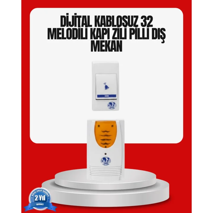 Mey İthalat® Kolay Kullanımlı Kablosuz Kapı Zili Şık ve Sade Tasarım