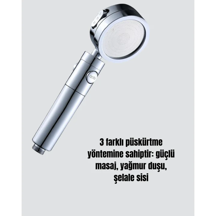 Mey İthalat® Kolay Montajlı 3 Modlu Yüksek Basınç Duş Başlığı