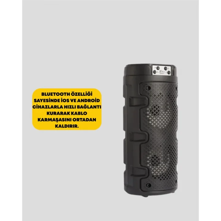 Mey İthalat® Kompakt Tasarım, Yüksek Ses Performansı – Çoklu Giriş Seçenekli Kablosuz Hoparlör (Bluetooth, USB, SD Kart, AUX)