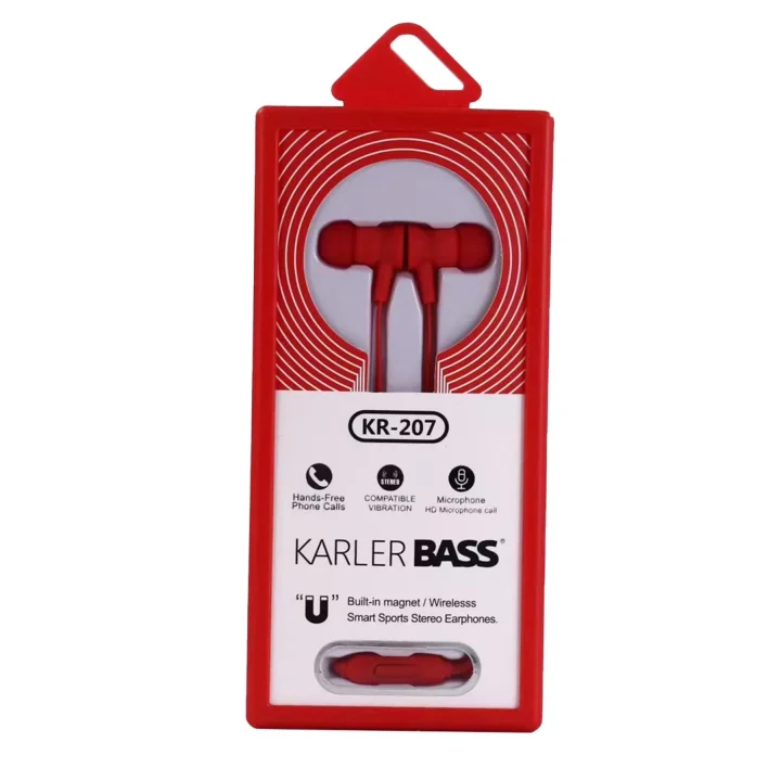 Mey İthalat®  KR-207 Mıknatıslı Kablolu Kulaklık - Kırmızı