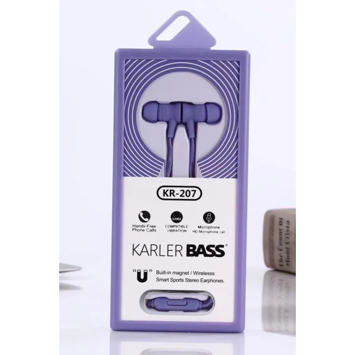 Mey İthalat®  KR-207 Mıknatıslı Kablolu Kulaklık - Mor