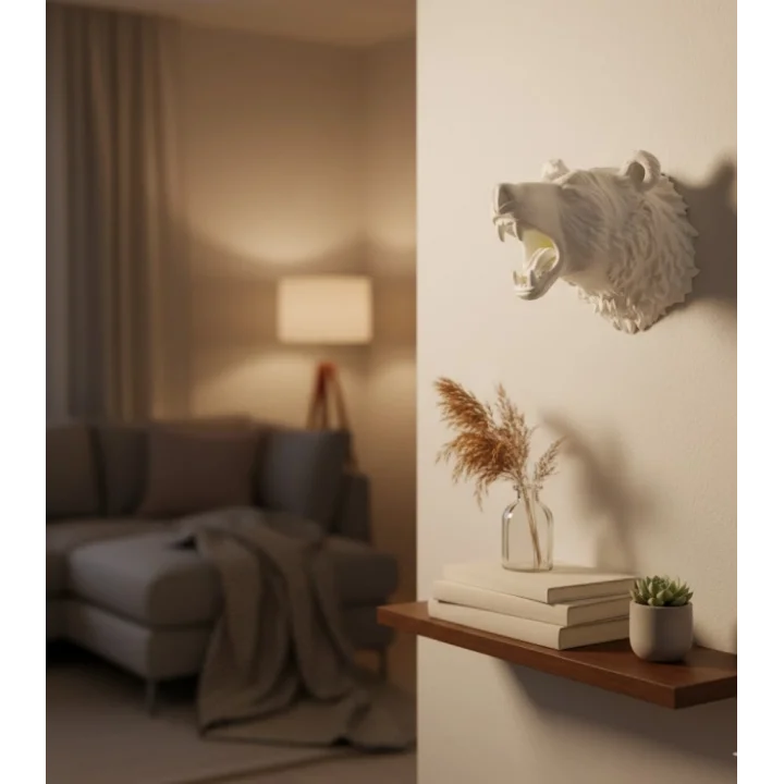 Mey İthalat® Krem Ayı Figürü Duvar Süsü Asılabilir Hediyelik Dekoratif 25x19 cm