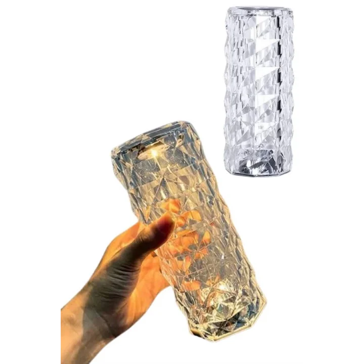 Mey İthalat® Kristal Lamba Masa Lambası Şarjlı Masa Lambası Dokunmatik Sensör Usb Şarjlı