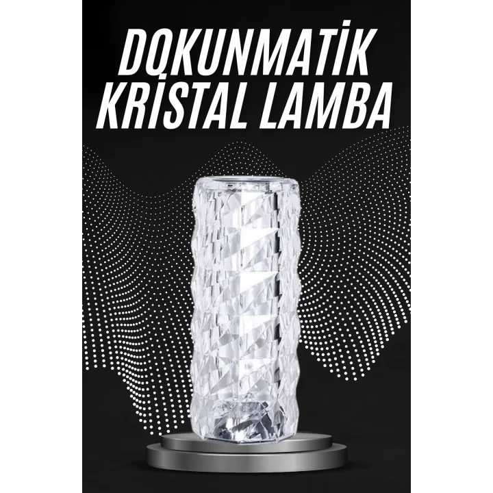 Mey İthalat® Kristal Lamba Masa Lambası Şarjlı Masa Lambası Dokunmatik Sensör Usb Şarjlı
