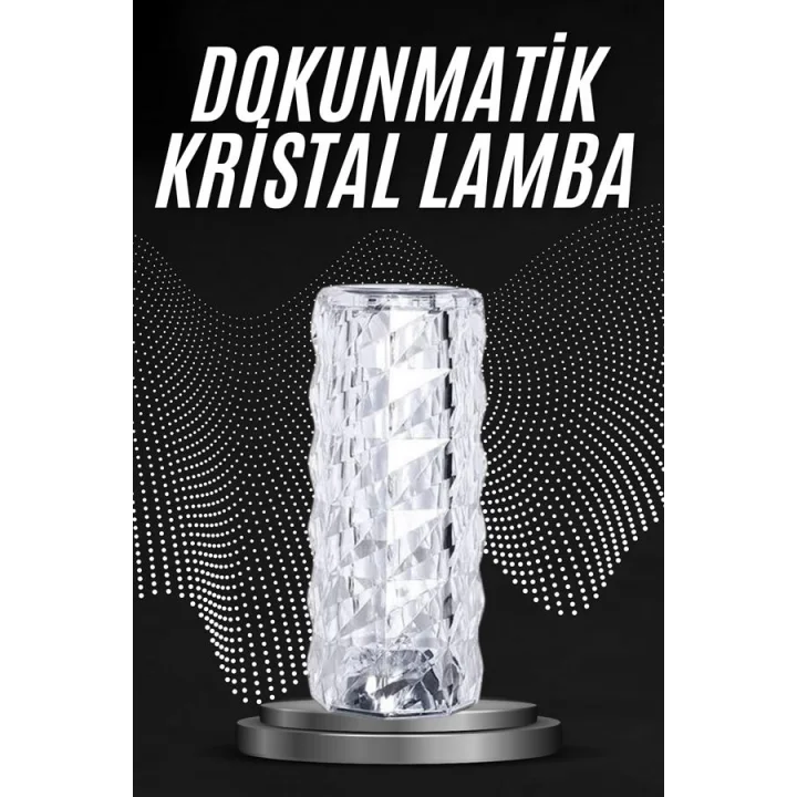 Mey İthalat® Kristal Lamba Masa Lambası Şarjlı Masa Lambası Dokunmatik Sensör Usb Şarjlı