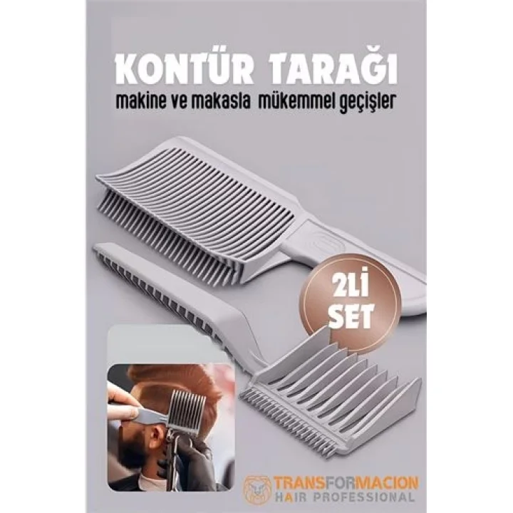 Mey İthalat® Kuaför Berber Kavisli Kontur Kesim Tarağı 2 li SET