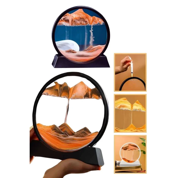 Mey İthalat® Kum Saati Yuvarlak Şık Kum Tablosu Dekoratif Kum Sulu Kum Saati