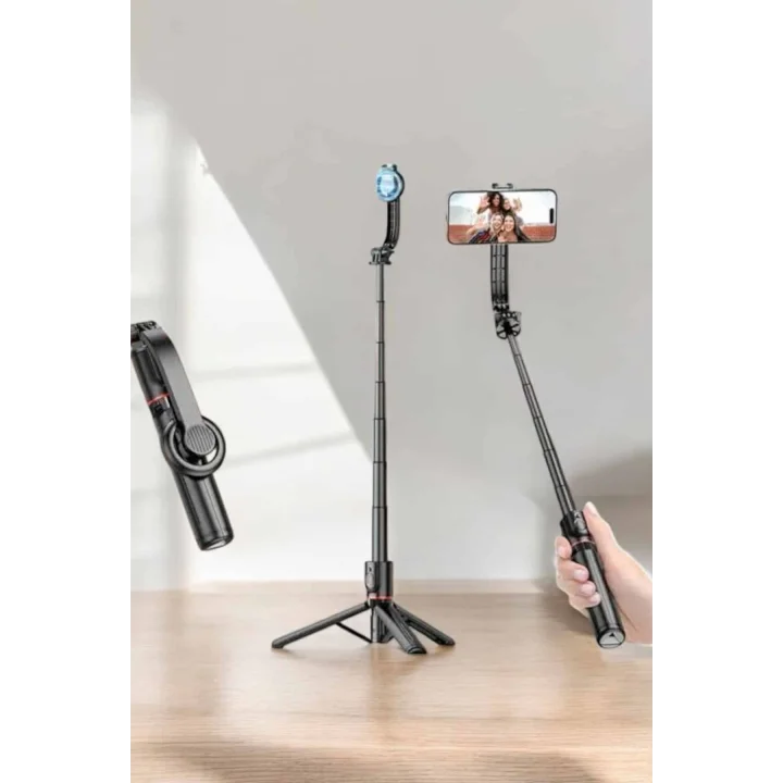 Mey İthalat® Kumandalı Tripod Telefon Tutucu Selfie Çubuğu 360 Derece Dönebilen
